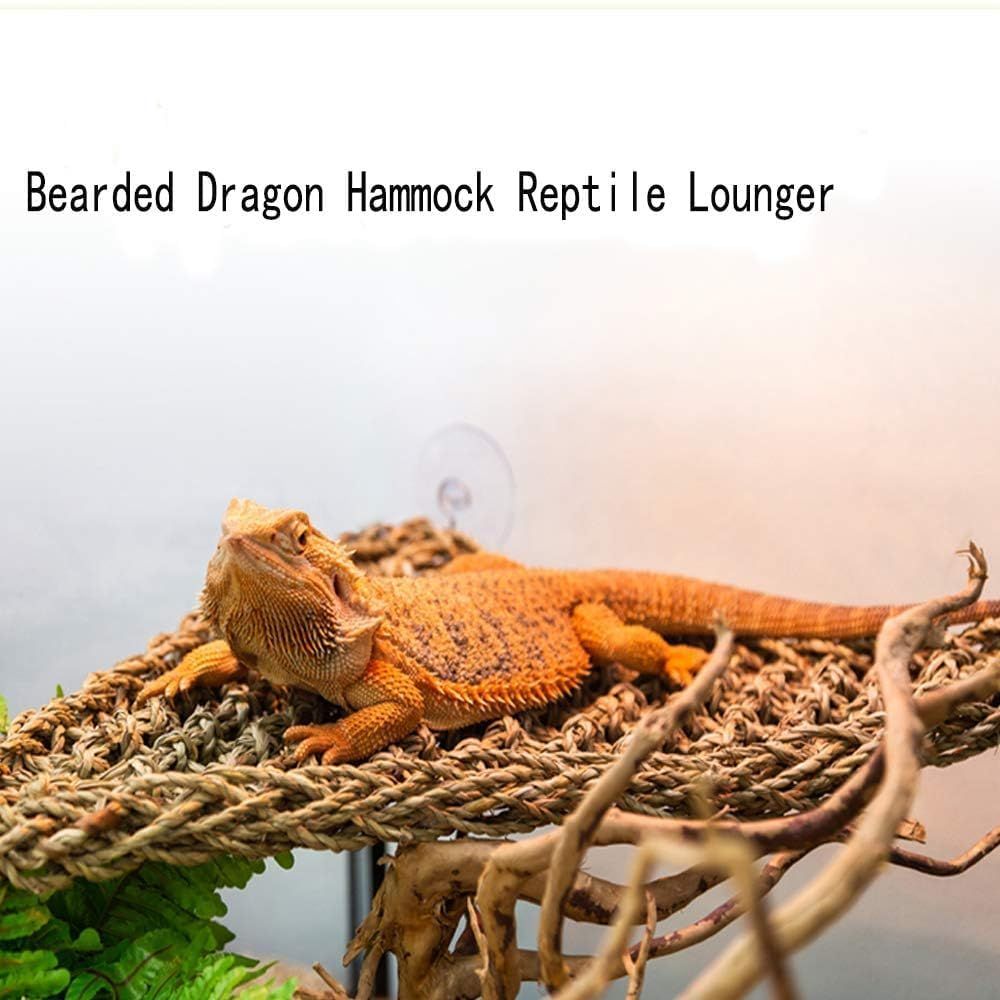 Reptile Hammock Corner Triangle 2 PCS,Natural Seagrass Fiber,Bearded Dragon Tank Accessories Habitat Decor for Lizard,Iguanas,Chameleon and Hermit Crabs