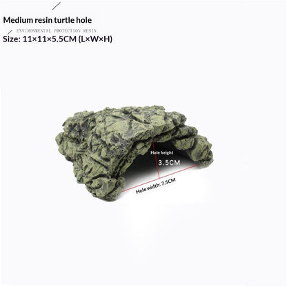 Fish Hiding Cave Aquarium Turtle Reptile Basking Hide Habitat Shelter for Aquarium Terrarium Decoration Ornament (Medium)