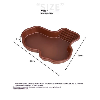 Extra Large Reptile Bathing Pool Reptile Feeding Dish Water Bowl with Ramp Aquarium Ornament for Gecko, Snake, Turtle, Bearded Dragon, Lizard Bath (Brown)