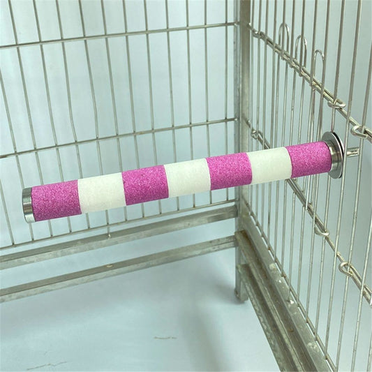 Frosted Bird Rod Toy for Parrots and Parakeets Sturdy Chewing Stand Screw Mount Bird Perch for Cage Accessories Suitable for Budgerigars and Cockatiels（2*20cm white+pink）