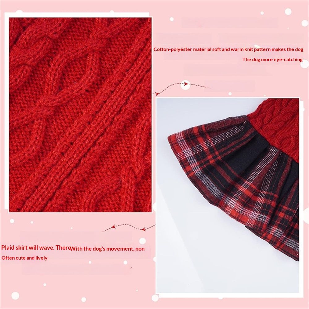 Dog Sweater, Stretchy with Bowtie and Soft Turtleneck - Red, Medium