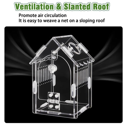 Jumping Spider Enclosure - Internal Dimensions  Acrylic Terrarium Kit for Tarantulas/Mantis/Reptiles with Magnetic Door, Ventilation & Easy Assembly（Single hinge page）
