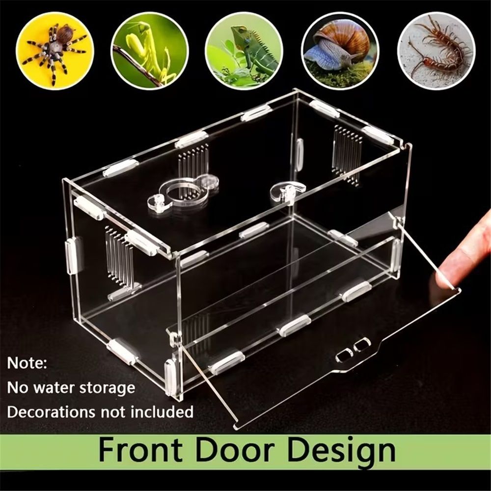 Acrylic Jumping Spider Enclosure Reptile Terrarium with Front Opening Door Reptile Tank for Tarantula Small Reptile