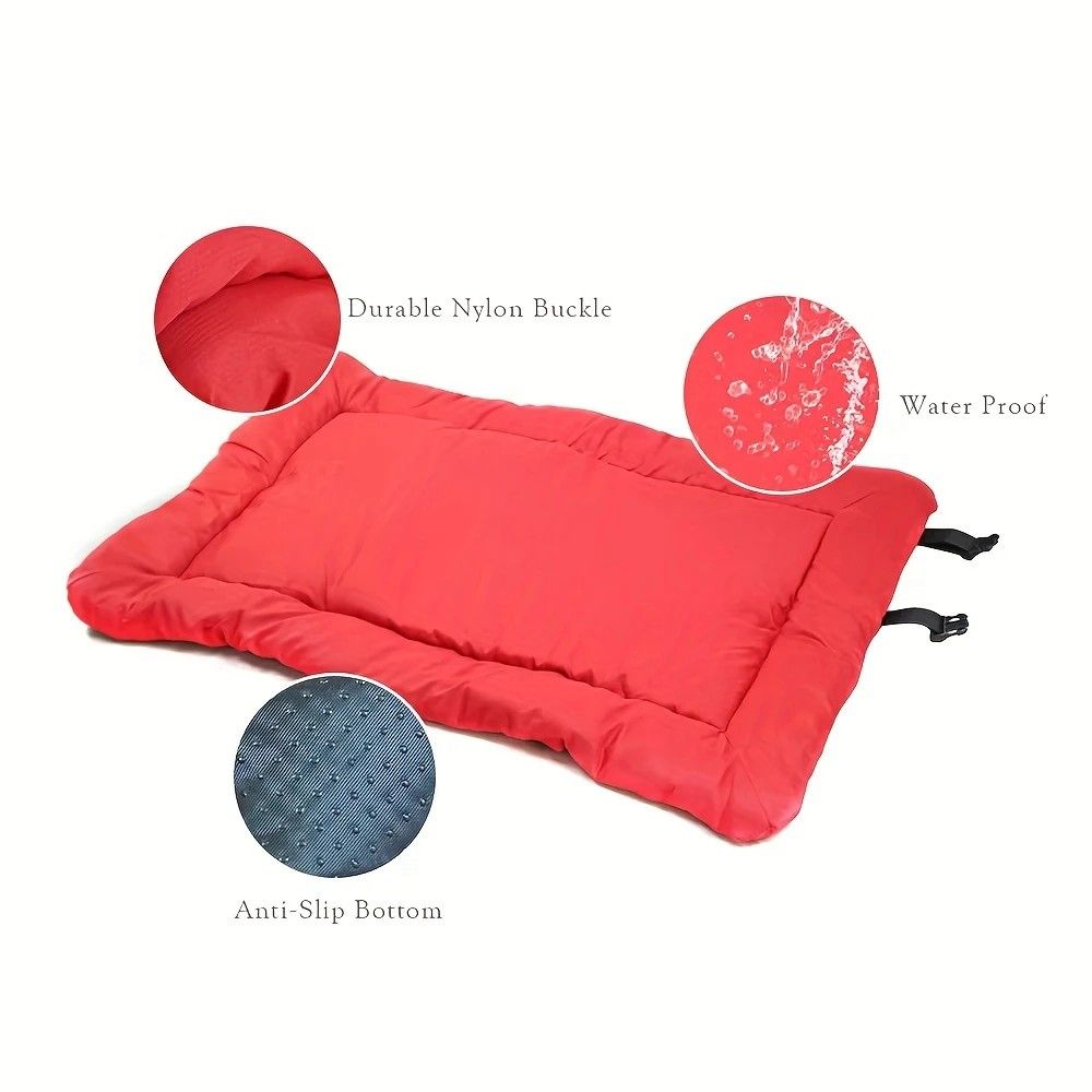 High-quality moisture-proof thick portable camping dog bed suitable for medium / large / small dogs - durable polyester outdoor mat with handle foldable design suitable for travel home and camping trips camping bed.BLUE