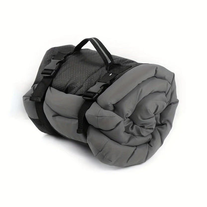 High-quality moisture-proof thick portable camping dog bed suitable for medium / large / small dogs - durable polyester outdoor mat with handle foldable design suitable for travel home and camping trips camping bed.GREY
