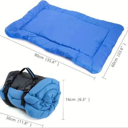 High-quality moisture-proof thick portable camping dog bed suitable for medium / large / small dogs - durable polyester outdoor mat with handle foldable design suitable for travel home and camping trips camping bed.pitch green