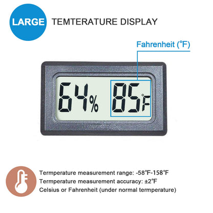 Reptile Thermometer Hygrometer Meter Indoor Temperature Gauge Fahrenheit ℉ Mini Digital Humidity for Outdoor Office Humidors Jars Incubators Guitar Case (1)