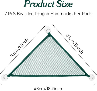 2Pcs Reptile Hammock - Breathable Mesh Bearded Dragon Hammock Lizard Tank Accessories Triangle Geckos Hammocks for Bearded Dragons Snakes Axolotls(Green)