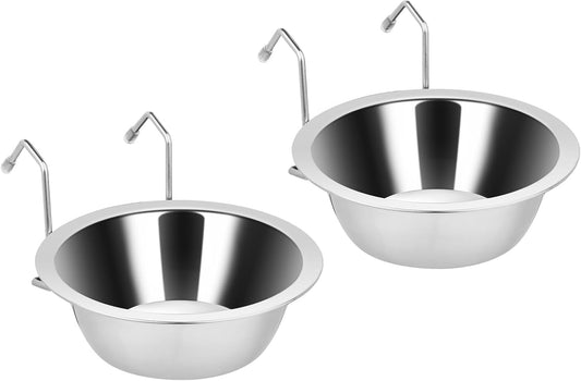 2PCS Kennel Water Bowl Hanging,Stainless Steel