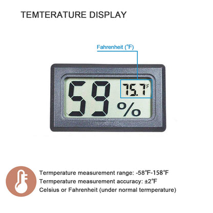 4 Pack Indoor Hygrometer Thermometer, Humidity Gauge Meter with ℃ to℉ and ON/Off Switch, Digital Temperature Monitor for Humidors Jars Cellar Reptile Incubator Closet