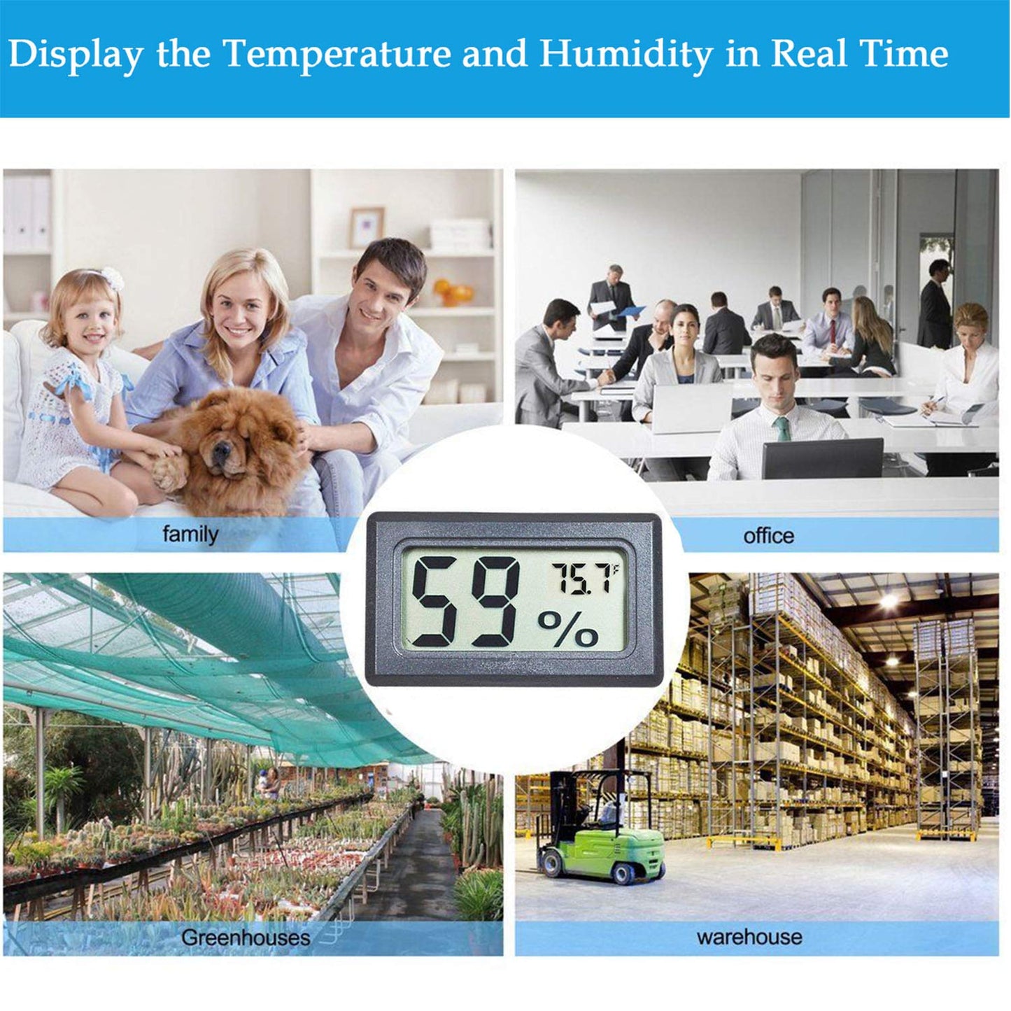 4 Pack Indoor Hygrometer Thermometer, Humidity Gauge Meter with ℃ to℉ and ON/Off Switch, Digital Temperature Monitor for Humidors Jars Cellar Reptile Incubator Closet
