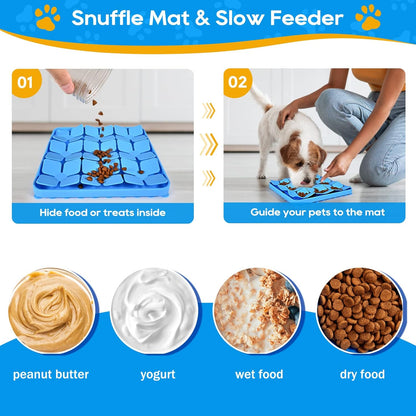 Slow Feeder Dog Cat Bowl Blue 1 Piece Pet Food Bowl