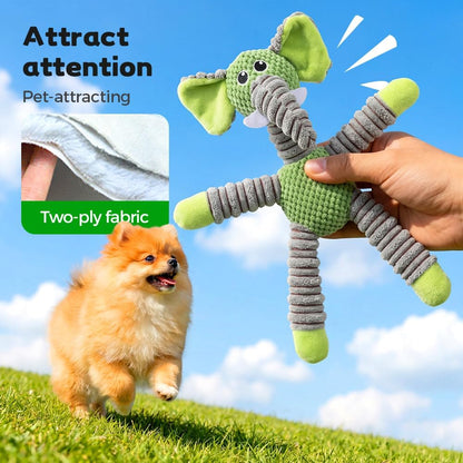 Linen Safari Companions Dog Toys, Durable Toy with Squeaker for Small Medium Large Dogs, Chew Resistant Animal Shaped Toys Aggressive Chewers Puppy Anxiety Relief (Elephant) Elephant