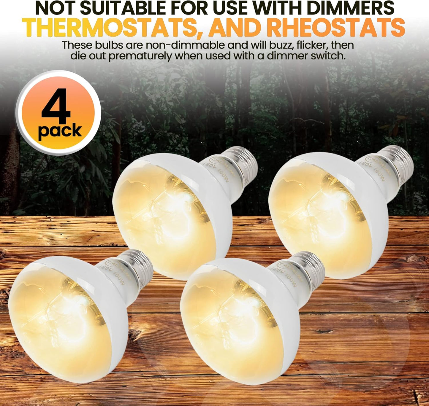 (4-Pack) Reptile Bowls and 100W UVA Heat Lamp Bulbs, (2-Pack) Water and Food Bowls and 4-Pack Reptile Heat Lamp Bulbs
