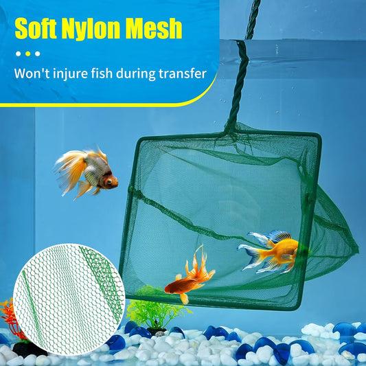 8 Inch Aquarium Fish Net, Wastes Skimming Cleaning Tool with Firm Handle for Fish Tanks Small Ponds