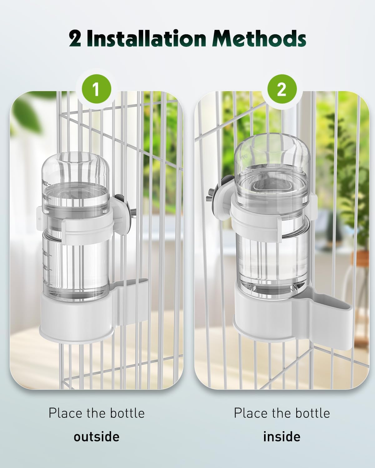 Bird Water Dispenser, Automatic Water Feeder, Plastic Cage Water Dispenser, White Parrot Waterer for Small Parakeet Cockatiel Budgie Lovebirds (Not Fit for Food Feeding)