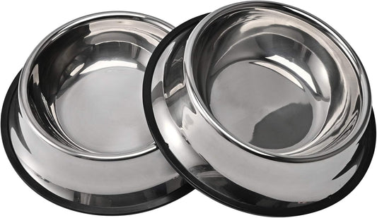 2Packs Stainless Steel Dog Bowl with Anti-Skid Rubber Base