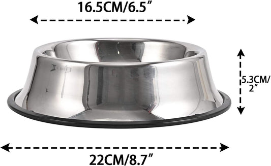 2Packs Stainless Steel Dog Bowl with Anti-Skid Rubber Base