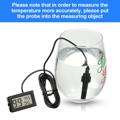 Mini Digital Temperature Humidity Meters Gauge with Probe Gauge LCD Fahrenheit Display Thermometer Hygrometer for Incubator Reptile Plant Greenhouse Chicken Coop Garden(Black, 3 Pieces)