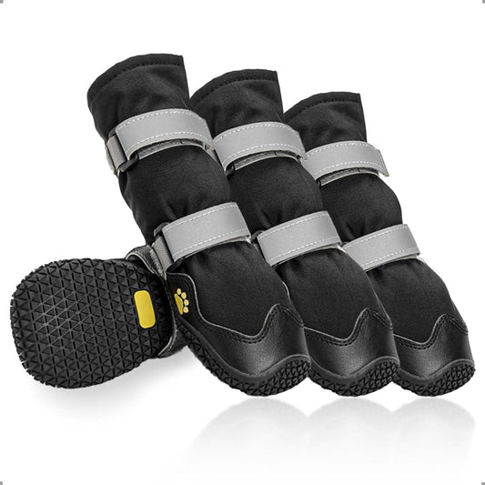 Anti-slip dog shoes with reflective strips - XL - Black