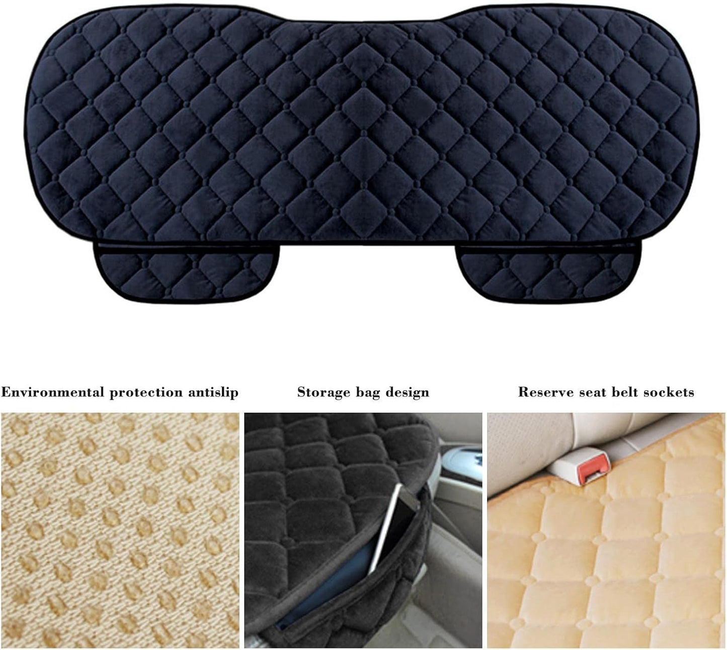 Back Seat Cover,Black Breathable Car Rear Seats Bottom Cushion,Universal Auto Bench Seat Protector Fits Most 5-Seat Cars,Long Rear Seat Chair Cover Protective Mat Pad for SUV