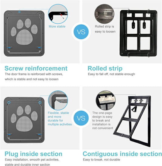 Pet Screen Door Sliding Screen Dogs Door with Magnetic Flap Lock Automatically for Medium Large Dogs