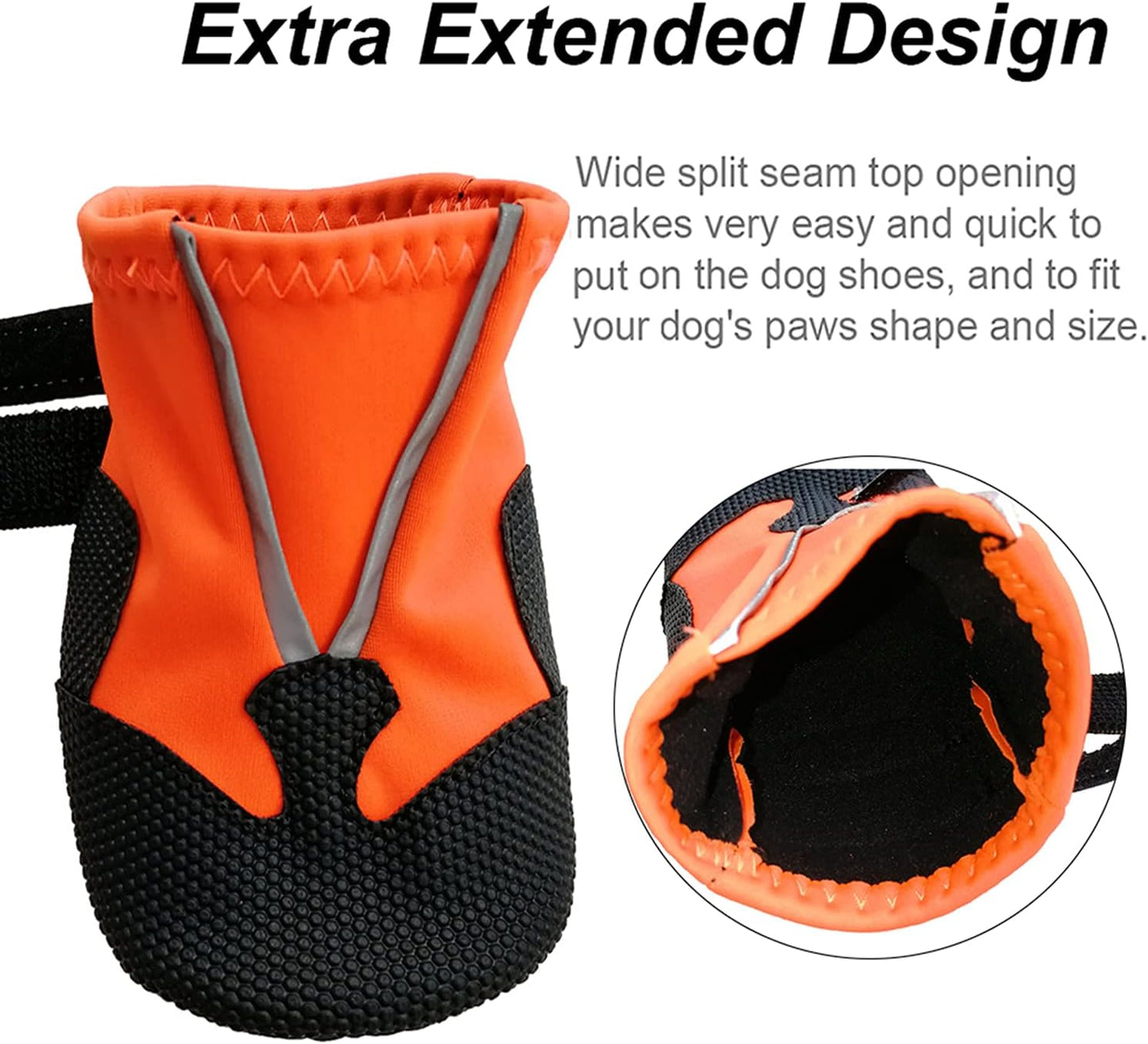 Dog Shoes, Waterproof Anti-Slip Dog Boots Snow Shoes with Two Reflective Straps, 4 Pcs Pet Paw Protectors Rain Boots for Small Dogs, Orange (S)