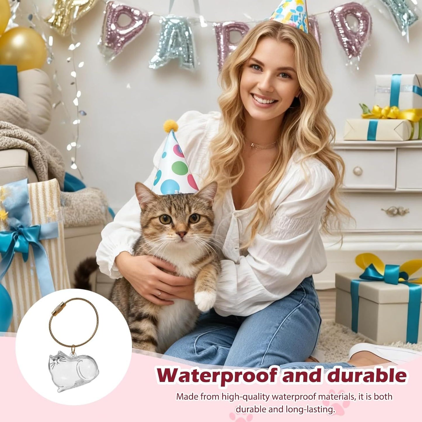 Cat Pet Keepsake Funeral Supplies: DIY Pet Fur Memory Capsule, Memorial Keychain for Cats, Transparent Transparent Material Pets Fur Keepsake, Self-Fill cat Memorial Gift for Pets Lovers (No.2)