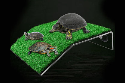 Turtle Basking Platform Simulation Grass Turtle Ramp for Fish Tank Aquarium - M