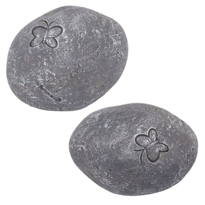 Pet Memorial Garden Stone DIY Butterfly Print Pet Cat Dog Grave Marker Resin Pet Memorial Gift Stone Grey