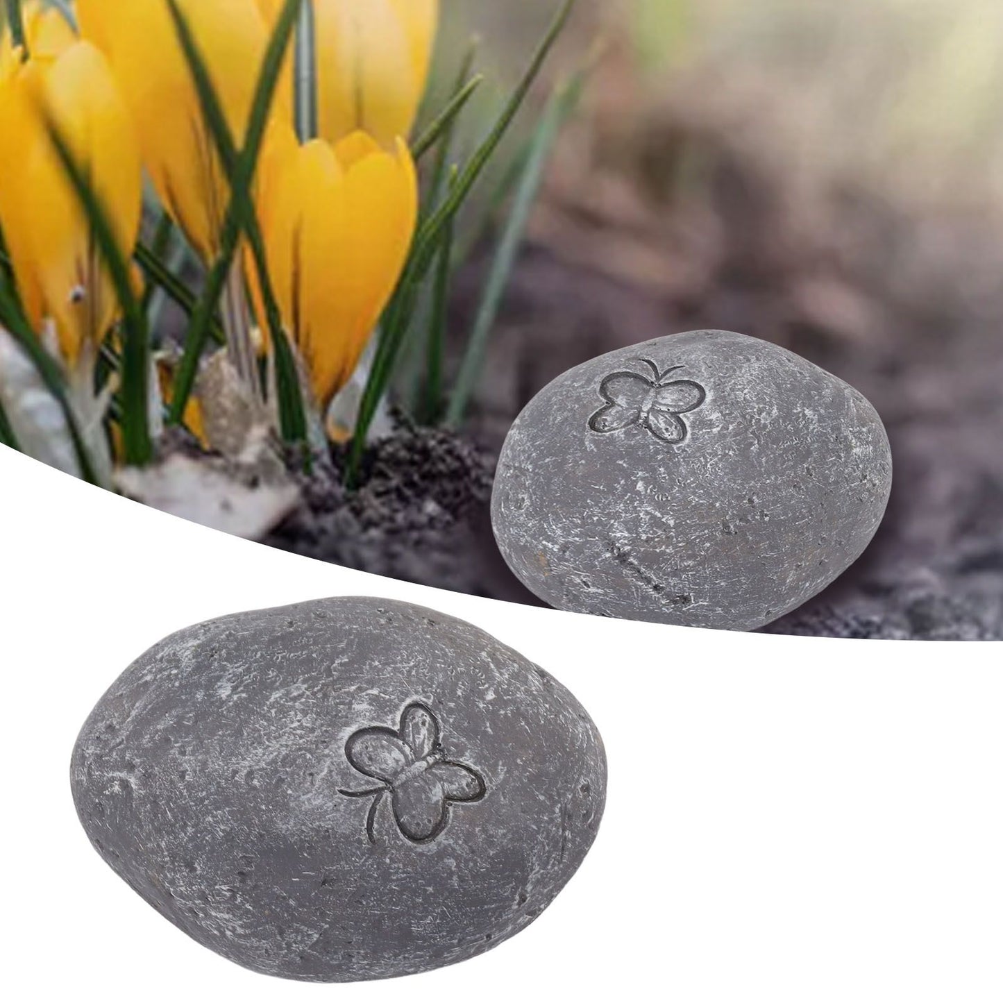 Pet Memorial Garden Stone DIY Butterfly Print Pet Cat Dog Grave Marker Resin Pet Memorial Gift Stone Grey