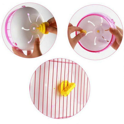 Blue Hamster Guinea Pig Running Disc Cage Accessories Running Round Wheel Pet Toys - 12CM