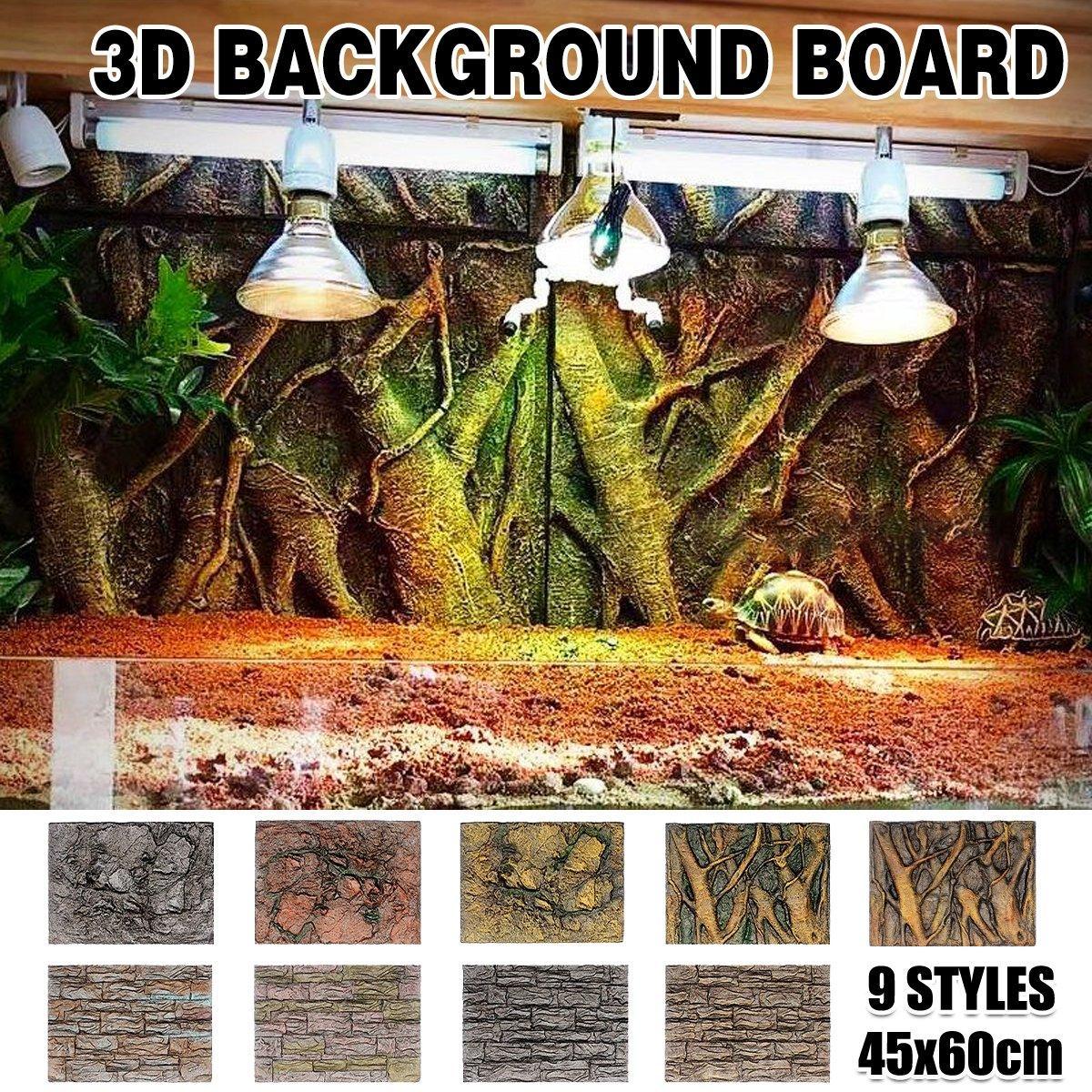 Pet Reptile Tank Board 3D Foam Backgrounds and Habitat Decoration 9 Styles - A