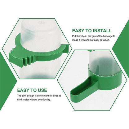4Pcs/Set Drinker Food Feeder Water Clip For Cage Bird Parrot Cockatiel Budgie Au