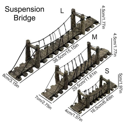 Resin Bridge Aquarium Decoration Fish Tank Accessories Shrimp Tortoise Climbing - Bent Rope Bridge-S