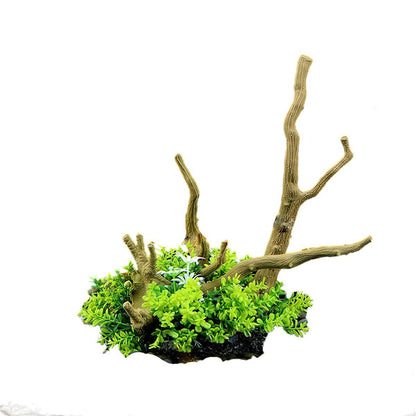 Aquarium Landscaping Decoration Artificial Wood and Plants Fish Tank Ornament - CM2503-Green