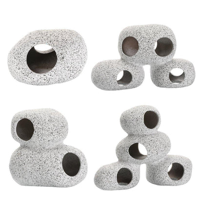 Clay Pot Aquarium Decoration Shrimp House Cichlid Breeding Tank Fish Nest - Nine Holes