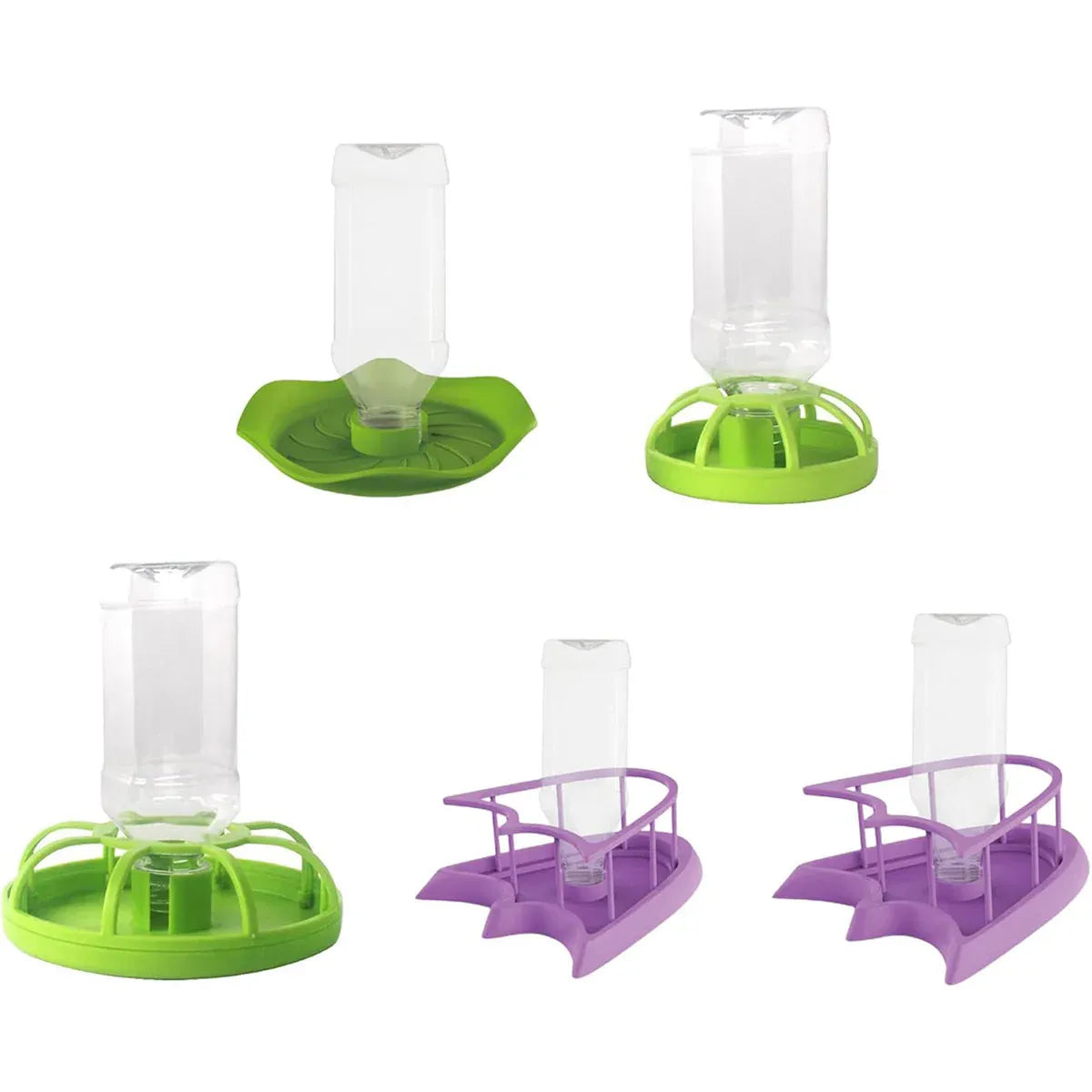 Reptile Water Bowl with Bottle for Lizard Gecko Snake Inverted Bottle Dispenser - Purple Platform S