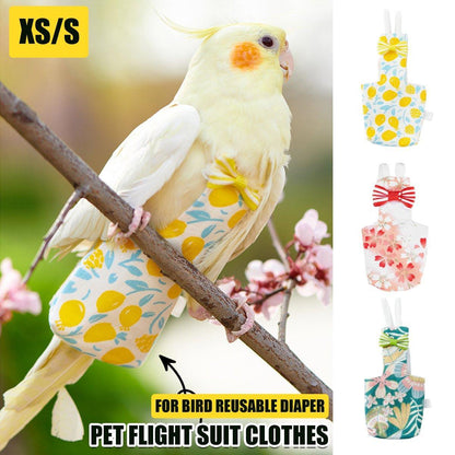 Adjustable Parrot Diaper Bird Flight Suit Tiger Skin Peony Special Supplies - Green-XS