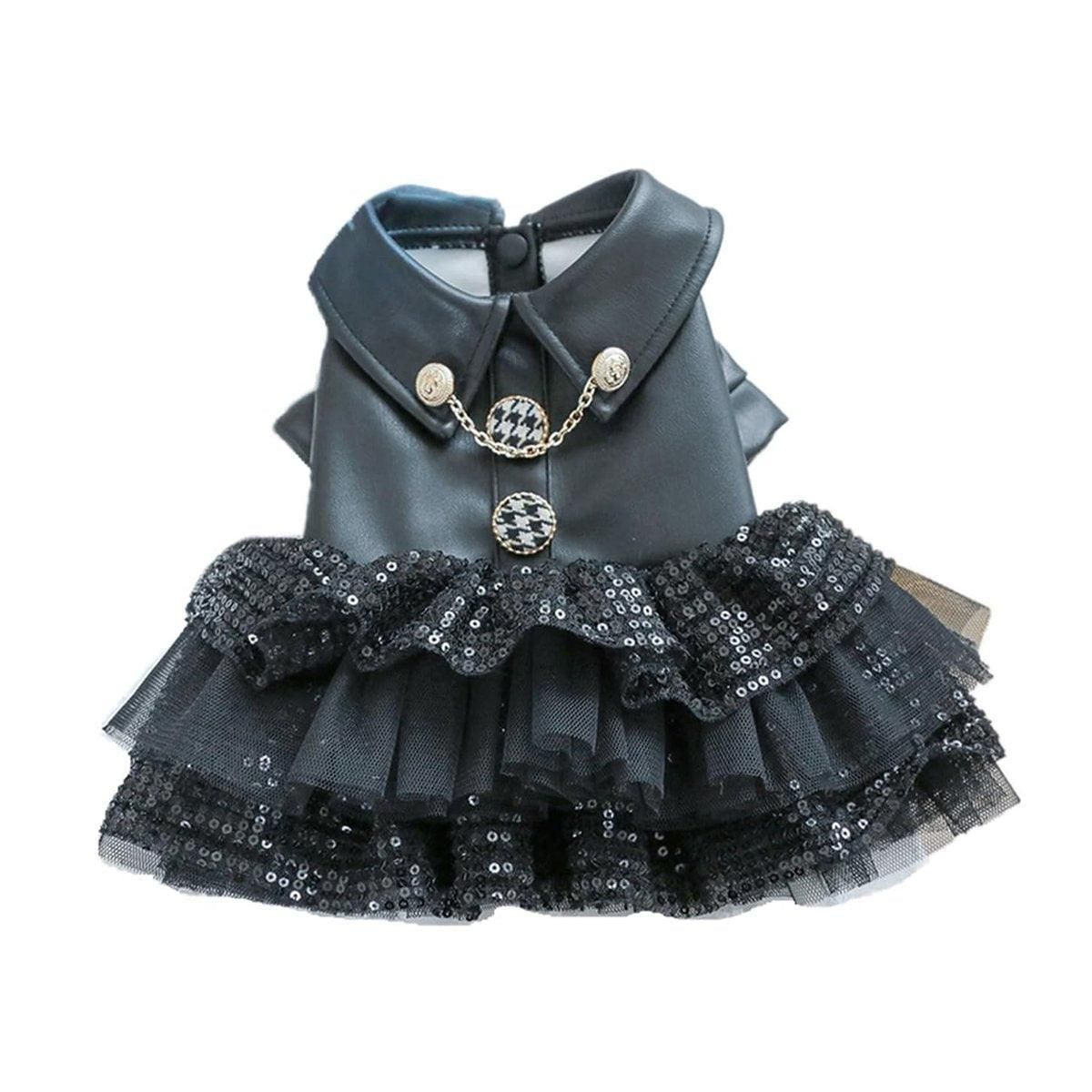 Faux Leather Sequin Skirt Outfit for Small Dogs - M