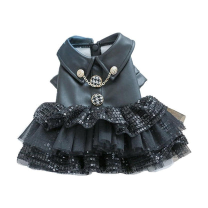 Faux Leather Sequin Skirt Outfit for Small Dogs - S