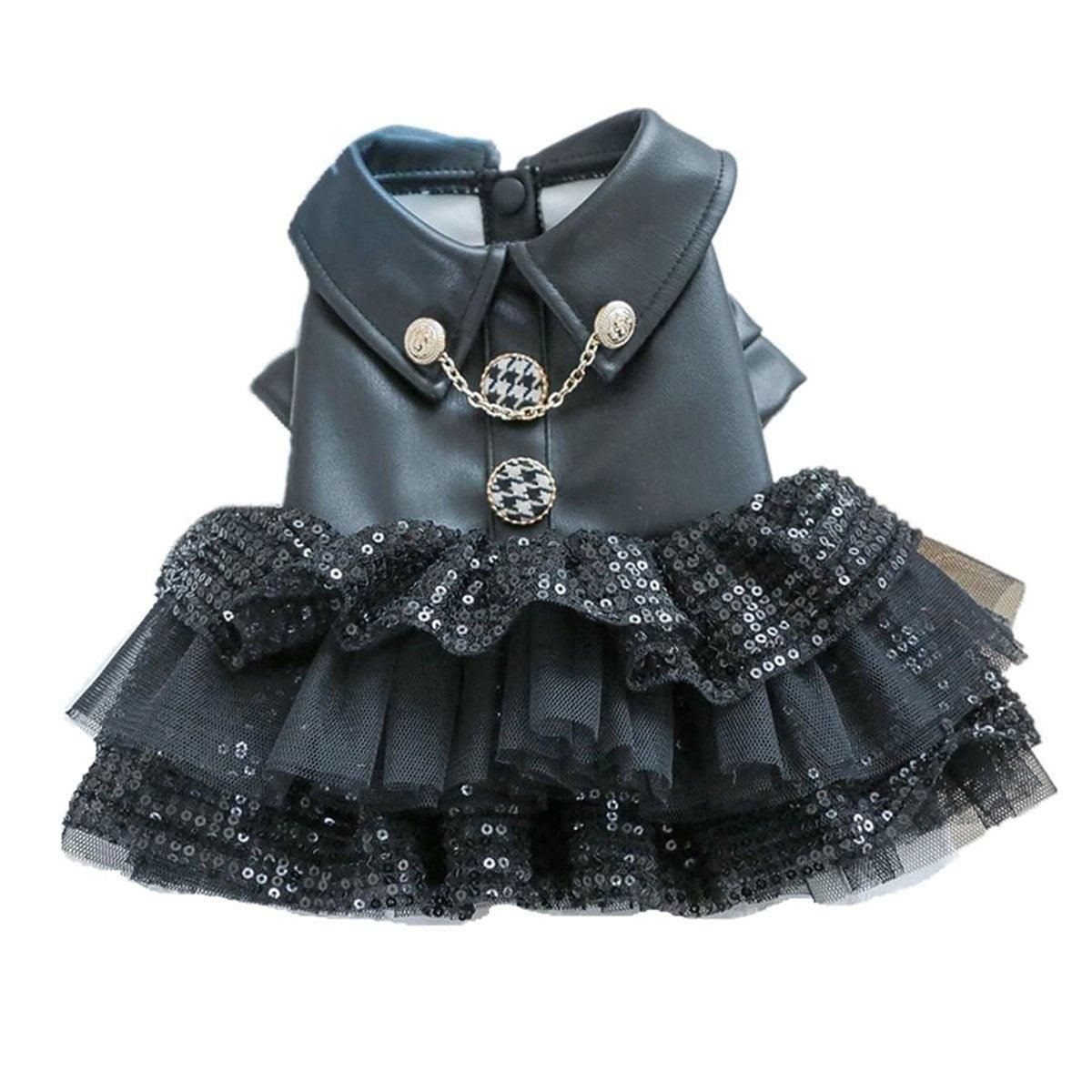 Faux Leather Sequin Skirt Outfit for Small Dogs - XL