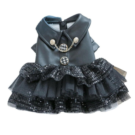 Faux Leather Sequin Skirt Outfit for Small Dogs - XL