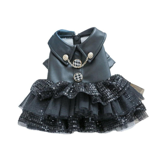 Faux Leather Sequin Skirt Outfit for Small Dogs - XS