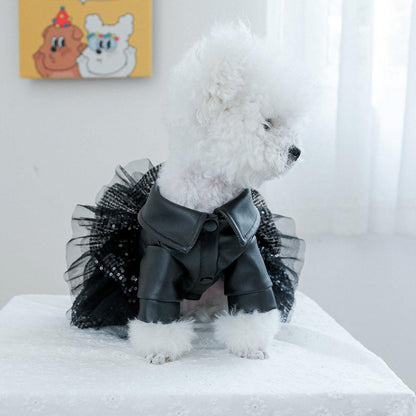 Faux Leather Sequin Skirt Outfit for Small Dogs - XS