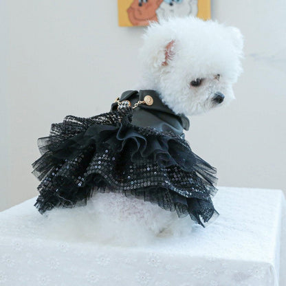 Faux Leather Sequin Skirt Outfit for Small Dogs - XS
