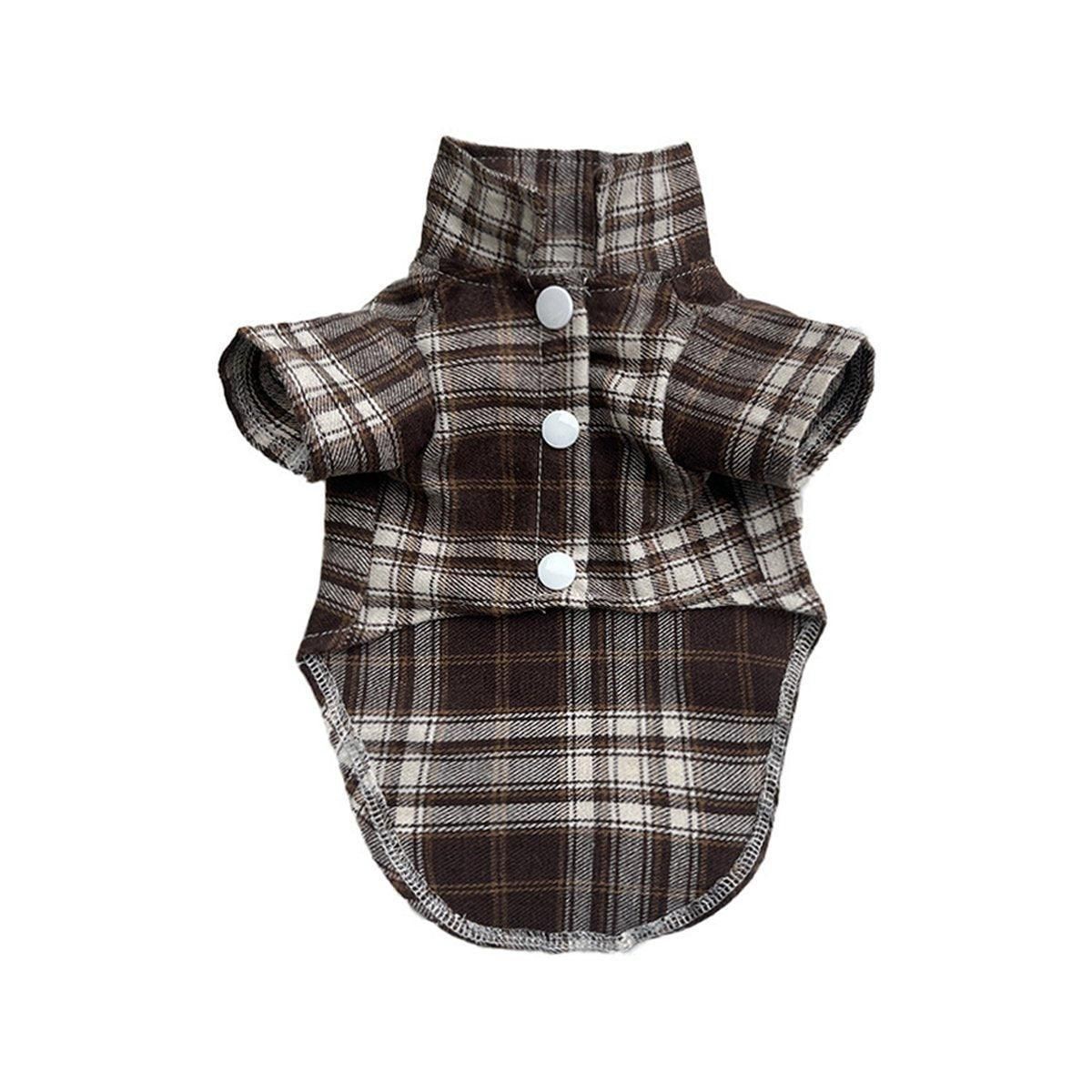 Soft Plaid T-shirt - Brown-S