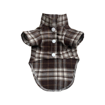 Soft Plaid T-shirt - Brown-S