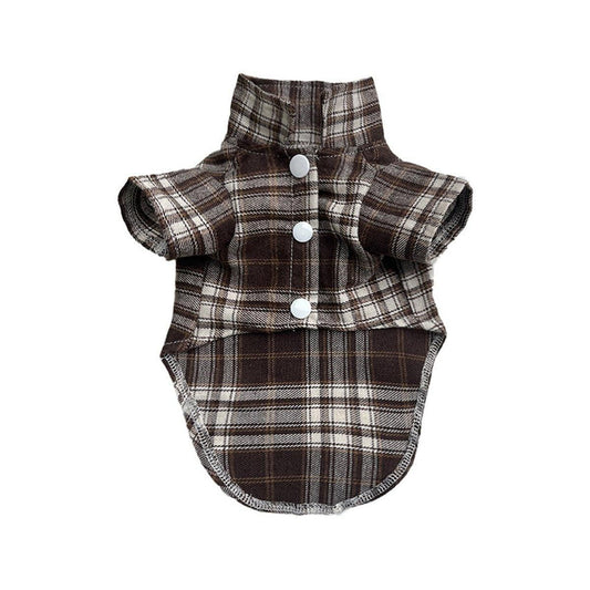 Soft Plaid T-shirt - Brown-S