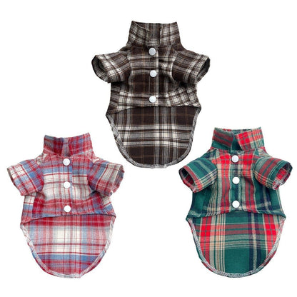 Soft Plaid T-shirt - Brown-S